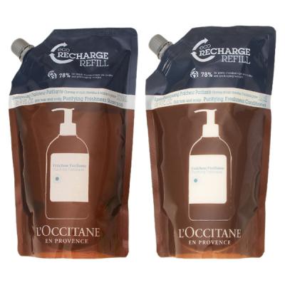 【セット】 ロクシタン LOCCITANE ピュアフレッシュ シャンプー + コンディショナー レフィル 500mL シャンプー リンスセット